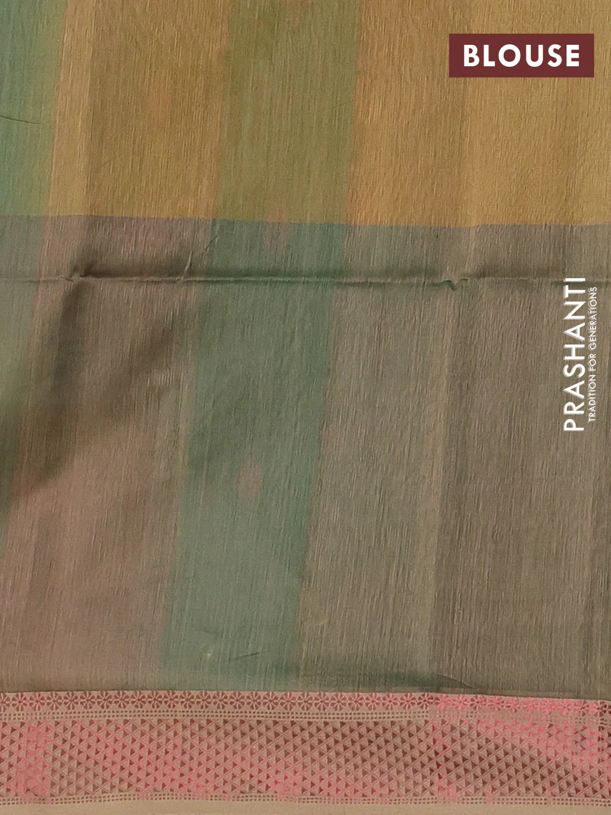 Maheshwari silk cotton saree dual shade of teal green and beige with allover zari weaves and woven border - Image 3