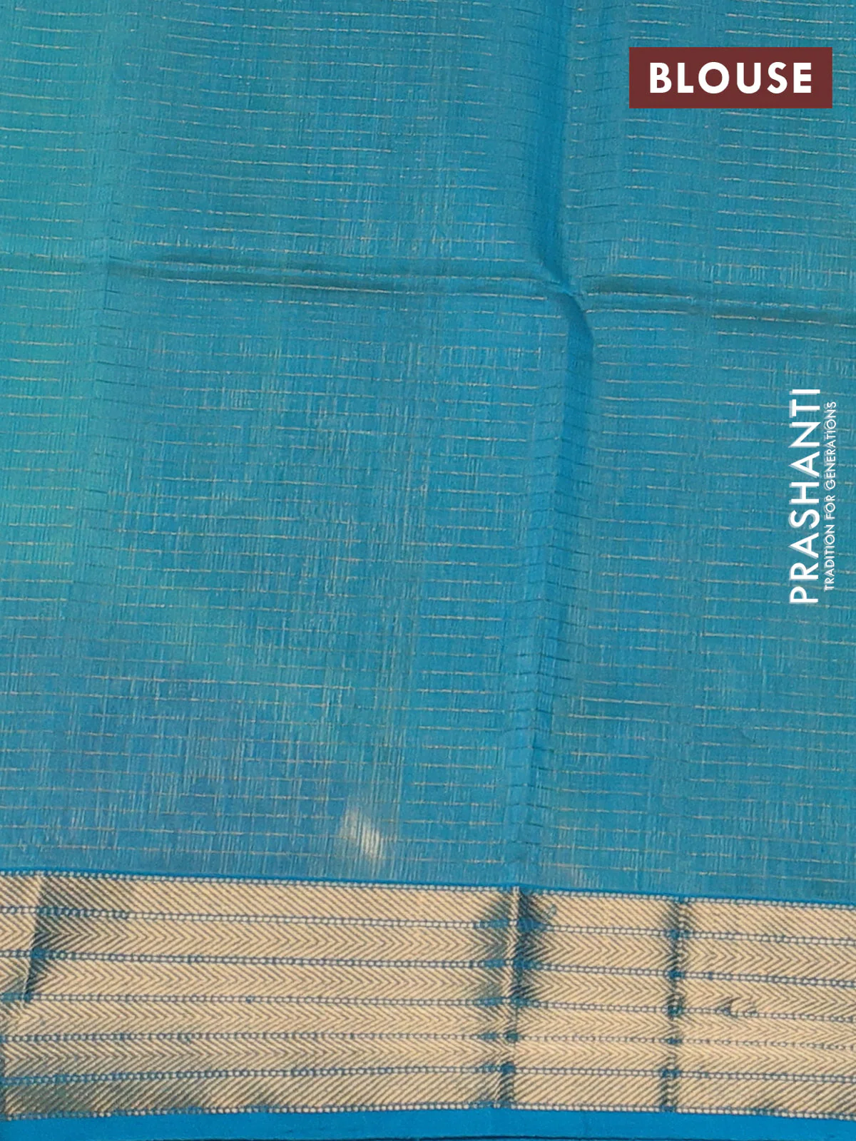 Maheshwari silk cotton saree green and teal blue with allover small zari checked pattern and zari woven border - Image 3