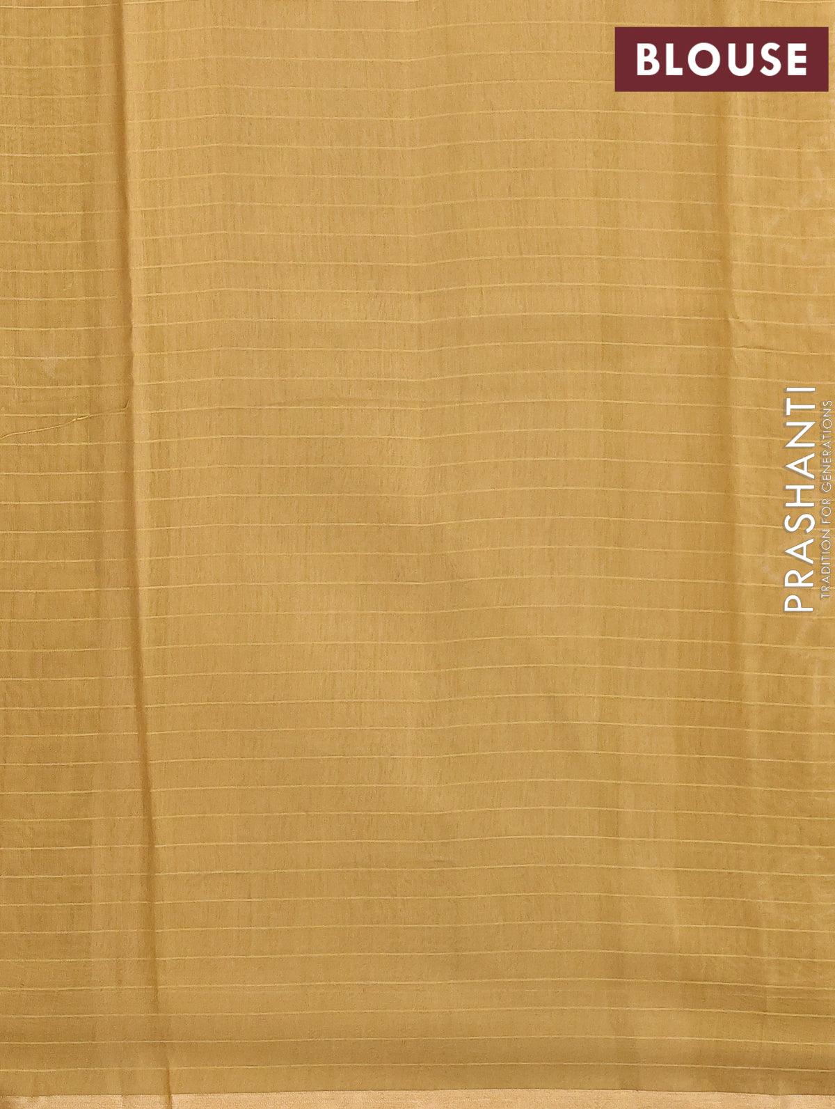 Maheshwari silk cotton saree khaki shade with allover butta prints and zari woven piping border - Image 4