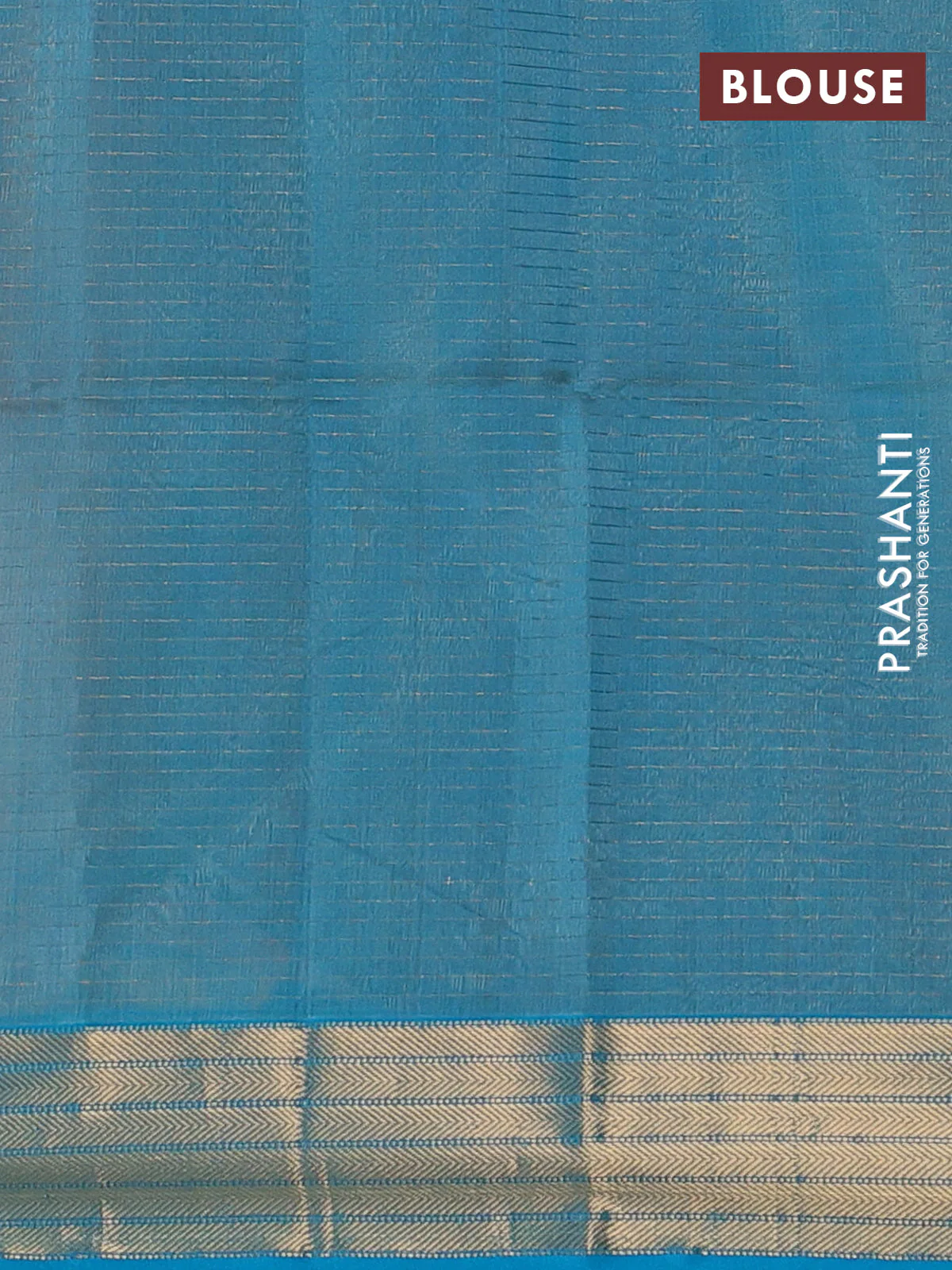 Maheshwari silk cotton saree plae orange and teal blue with allover small zari checked pattern and zari woven border - Image 3