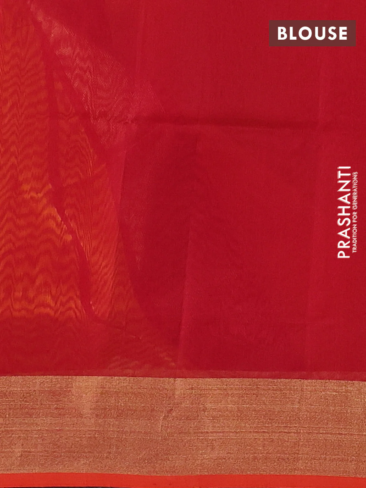 Maheshwari silk cotton saree sunset orange and maroon with thread & zari woven geometric buttas and zari woven border - Image 3