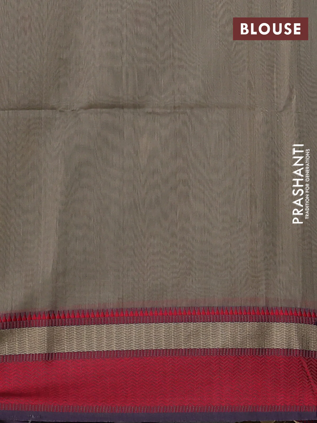 Maheshwari tissue silk cotton saree cs blue and beige red with thread & zari woven buttas and thread woven border - Image 3