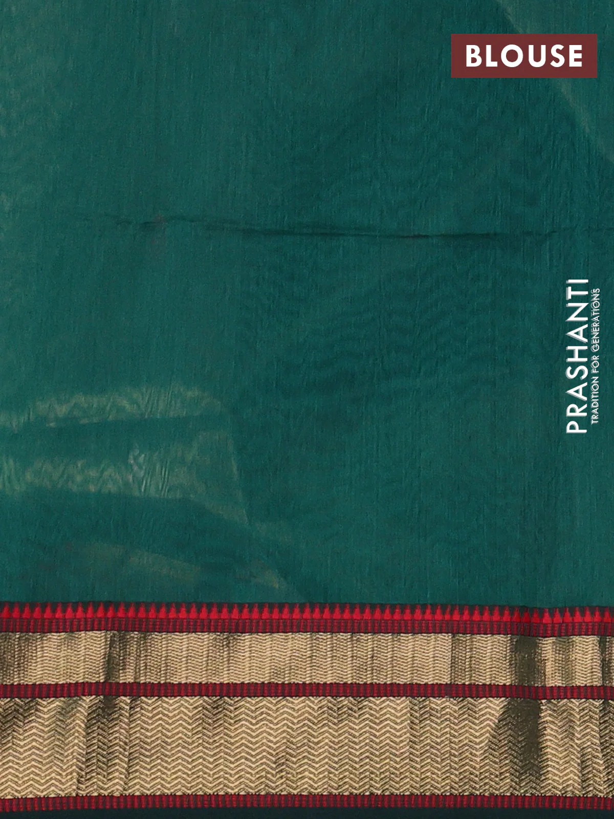Maheshwari tissue silk cotton saree green and red with thread woven buttas and thread woven border - Image 3