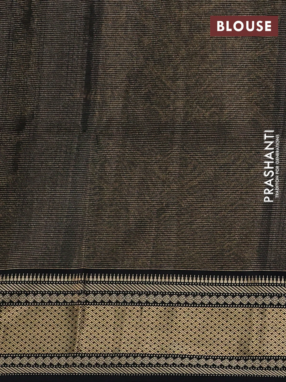 Maheshwari tissue silk cotton saree teal green and black with allover vairosi pattern & buttas and zari woven border - Image 3