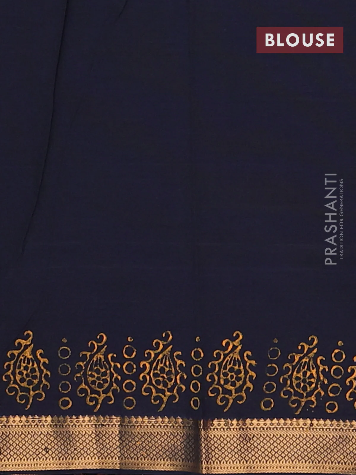 Mangalagiri cotton block printed saree black with butta prints and mangalgiri border - Image 4