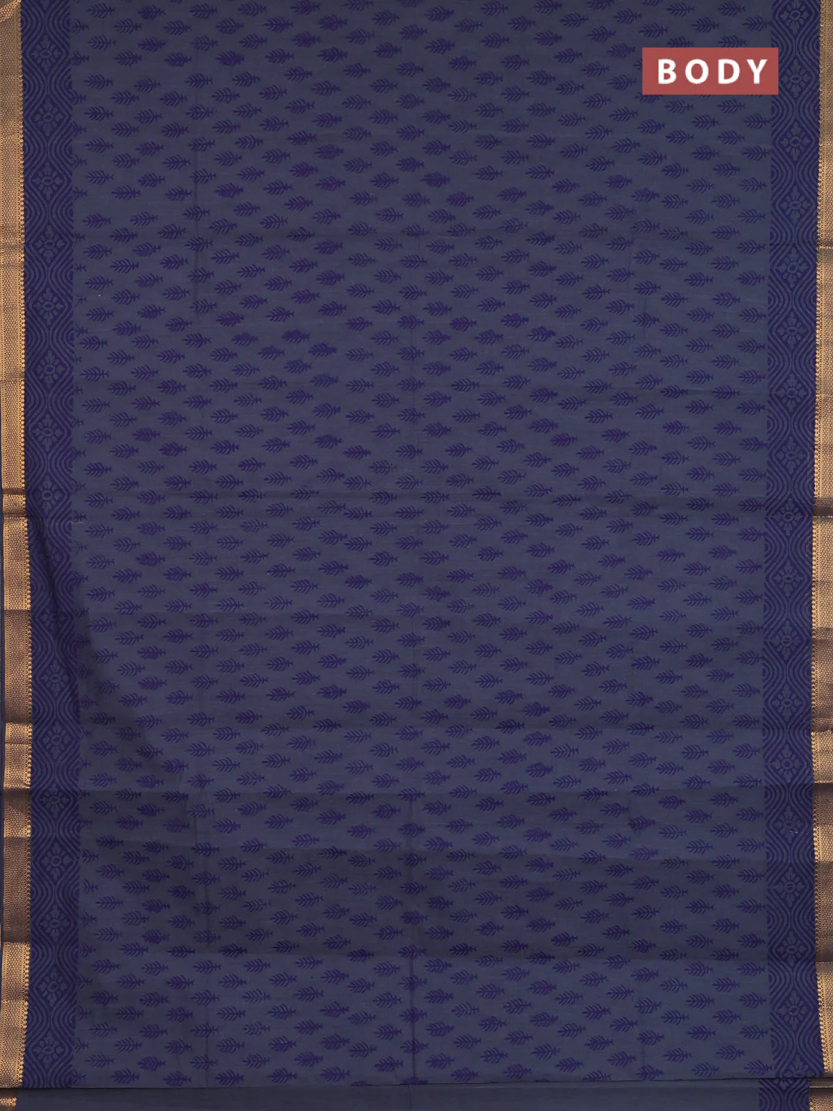 Mangalagiri cotton block printed saree dark grey with allover butta prints and mangalgiri border - Image 2