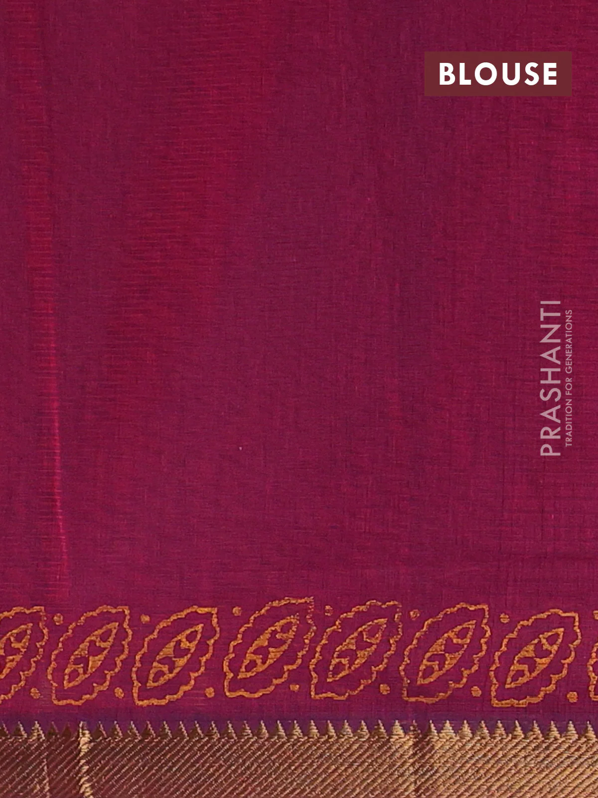 Mangalagiri cotton block printed saree dark magenta pink with allover prints and mangalgiri border - Image 4