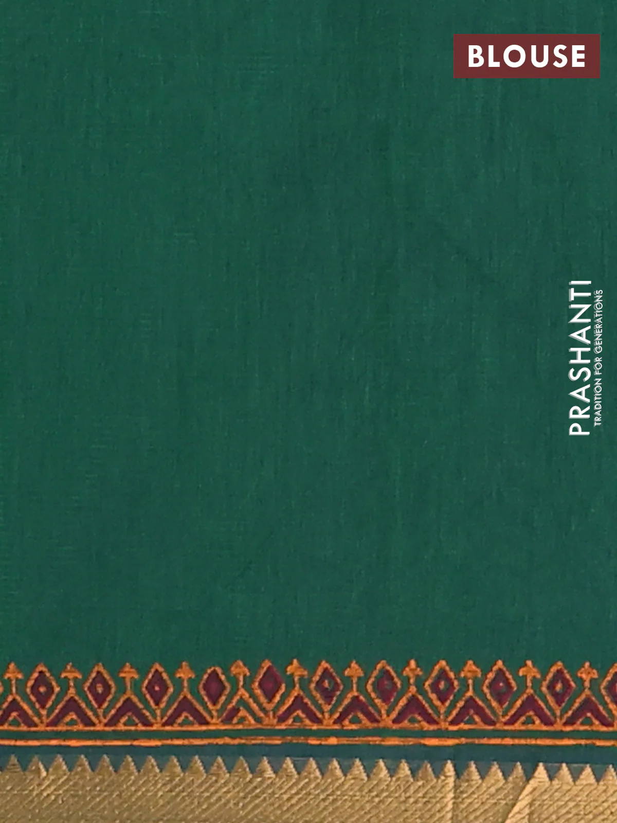 Mangalagiri cotton block printed saree green with allover butta prints and mangalgiri border - Image 4