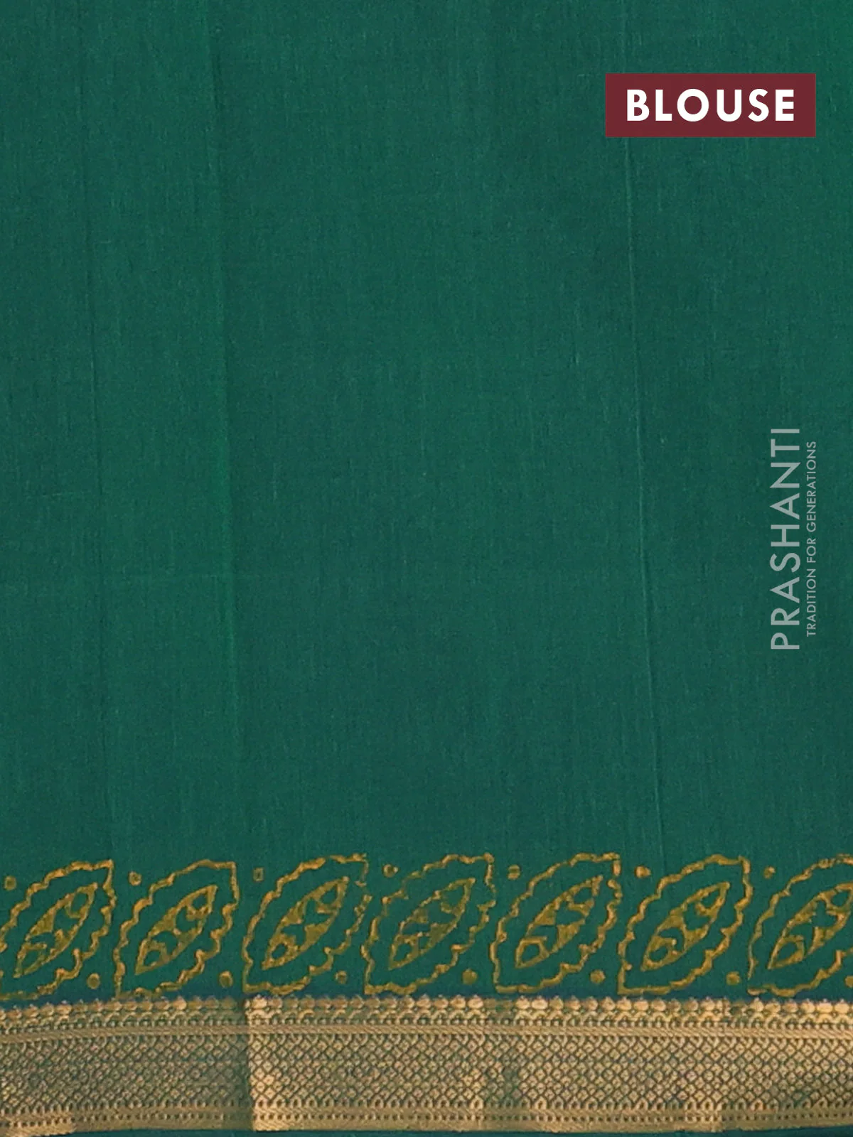 Mangalagiri cotton block printed saree green with butta prints and mangalgiri border - Image 4