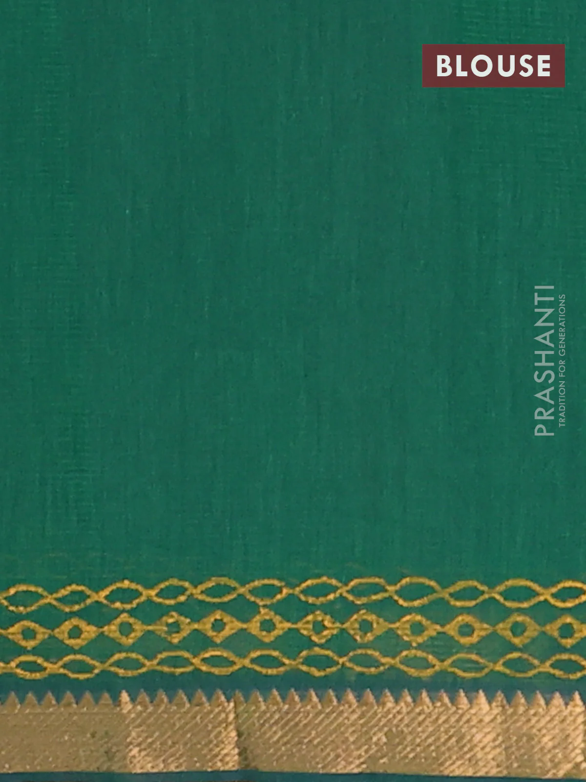 Mangalagiri cotton block printed saree green with rangoli butta prints and mangalgiri border - Image 4