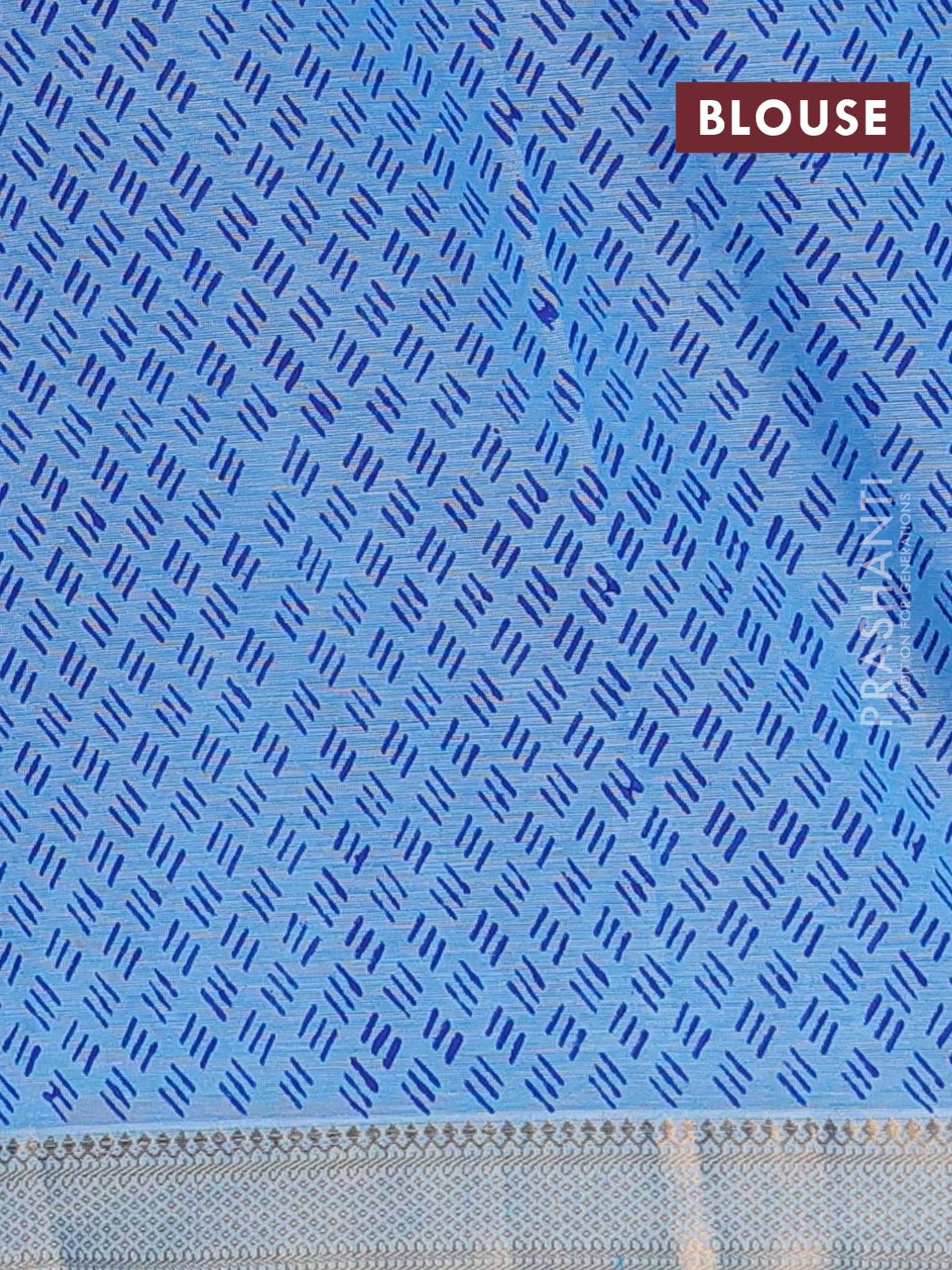 Mangalagiri cotton block printed saree light blue with butta prints and mangalgiri border - Image 4