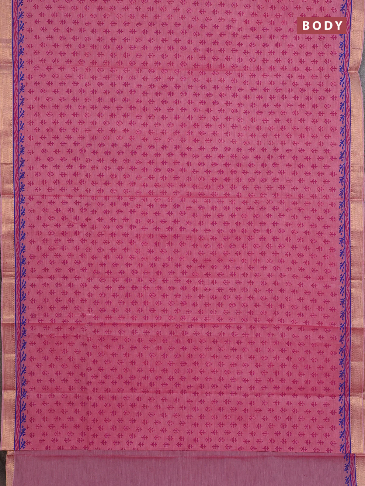 Mangalagiri cotton block printed saree light pink with allover butta prints and mangalgiri border - Image 2