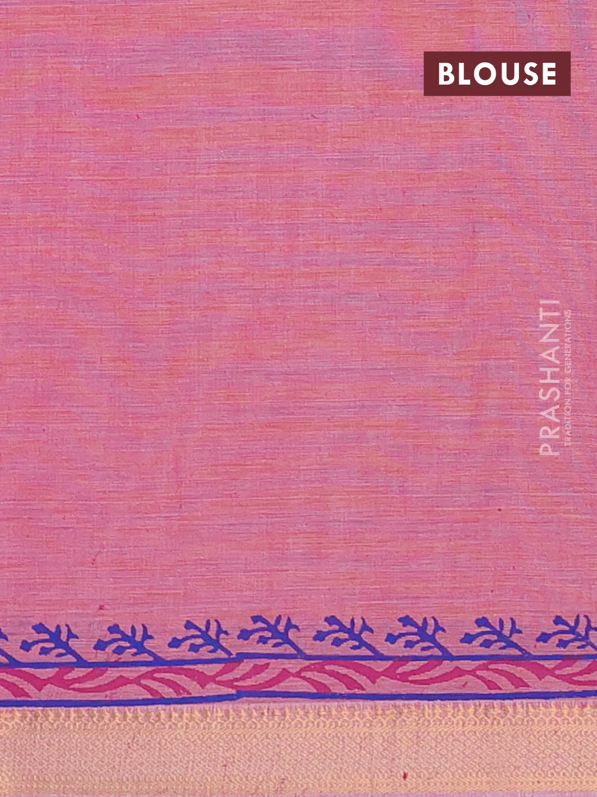 Mangalagiri cotton block printed saree light pink with allover butta prints and mangalgiri border - Image 4