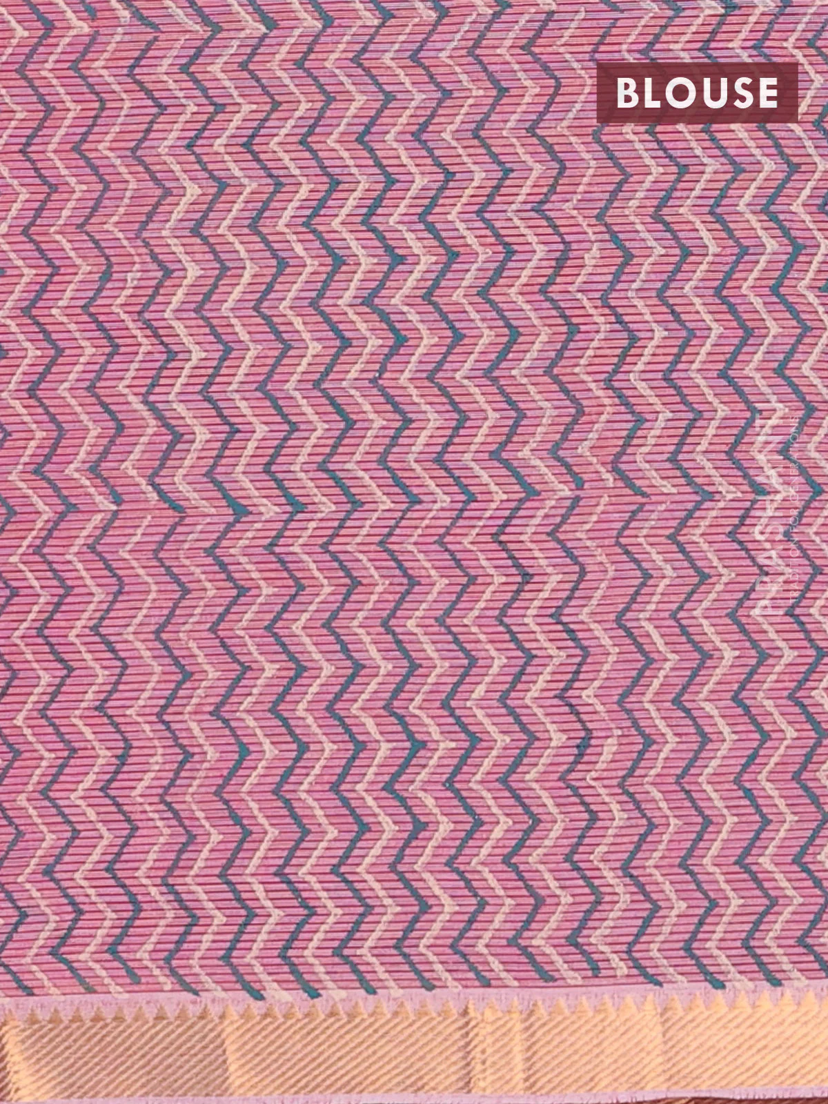 Mangalagiri cotton block printed saree light pink with butta prints and mangalgiri border - Image 4