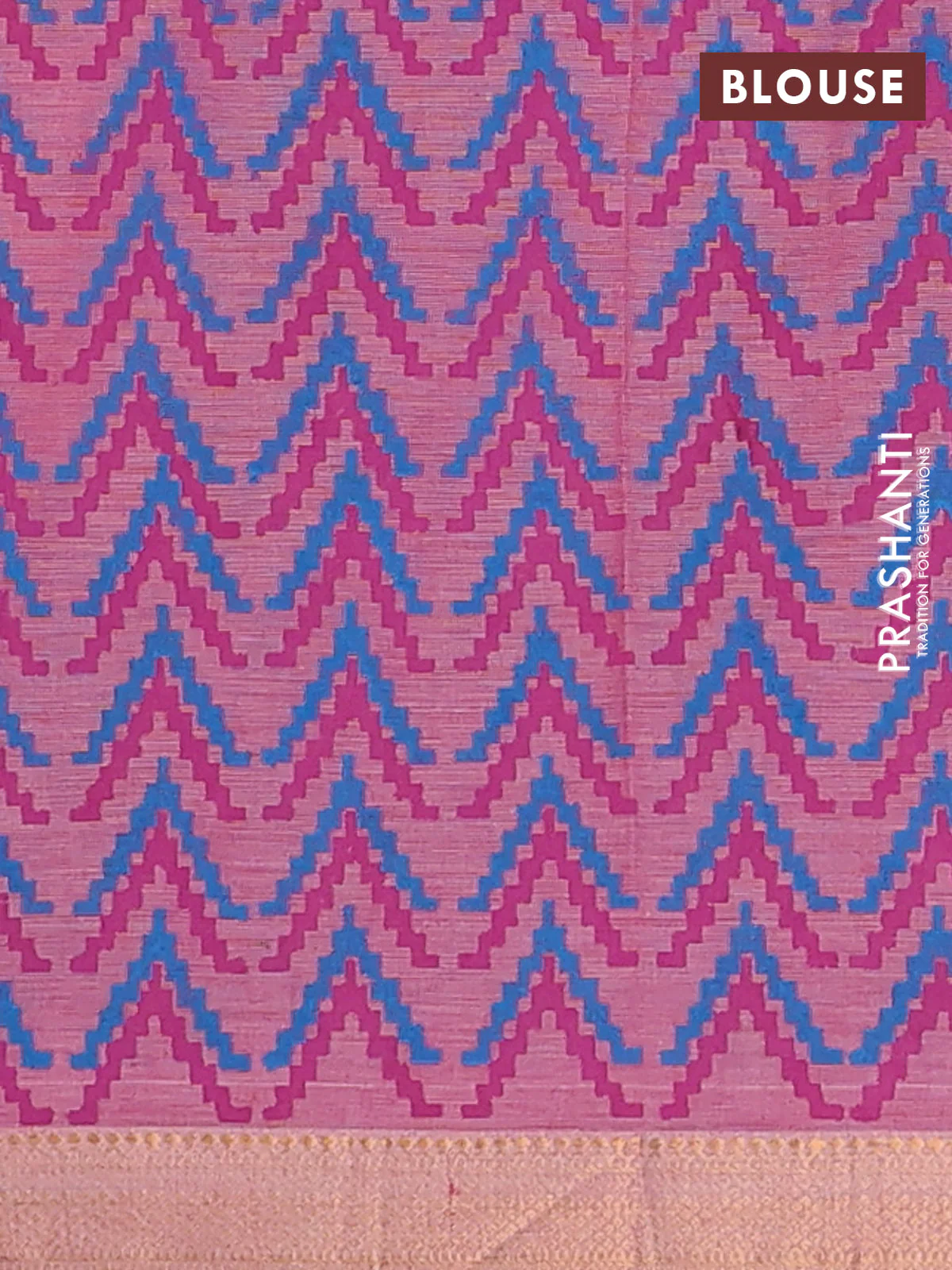 Mangalagiri cotton block printed saree light pink with temple butta prints and mangalgiri border - Image 4