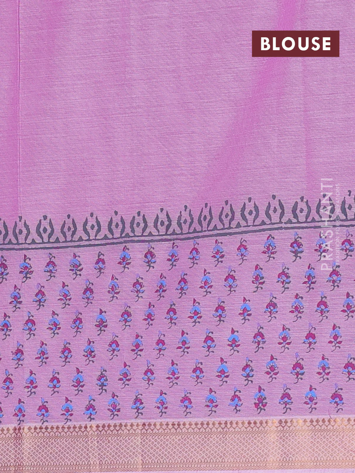 Mangalagiri cotton block printed saree lotus pink with butta prints and mangalgiri border - Image 4