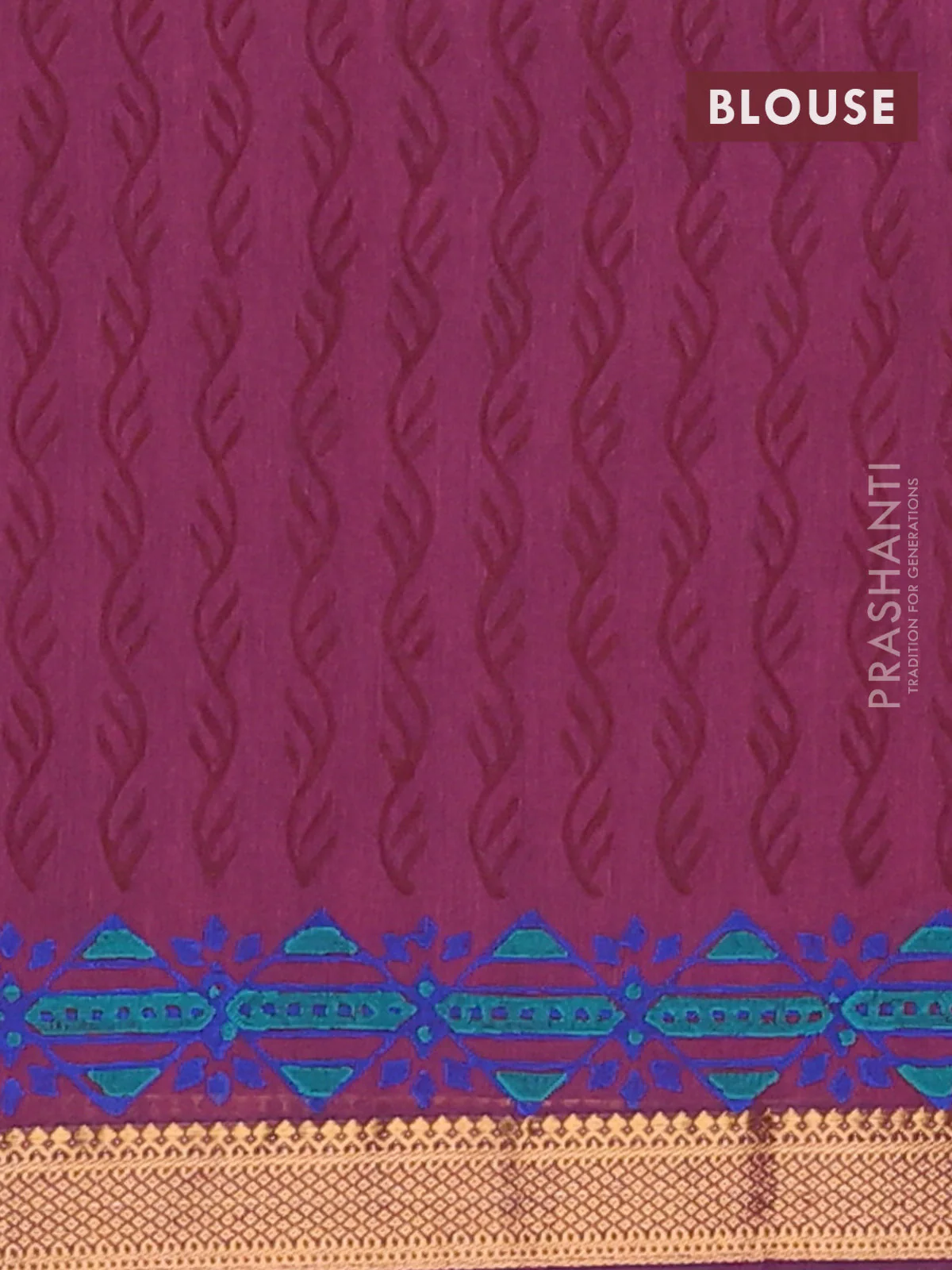 Mangalagiri cotton block printed saree magenta pink with annam butta prints and mangalgiri border - Image 4