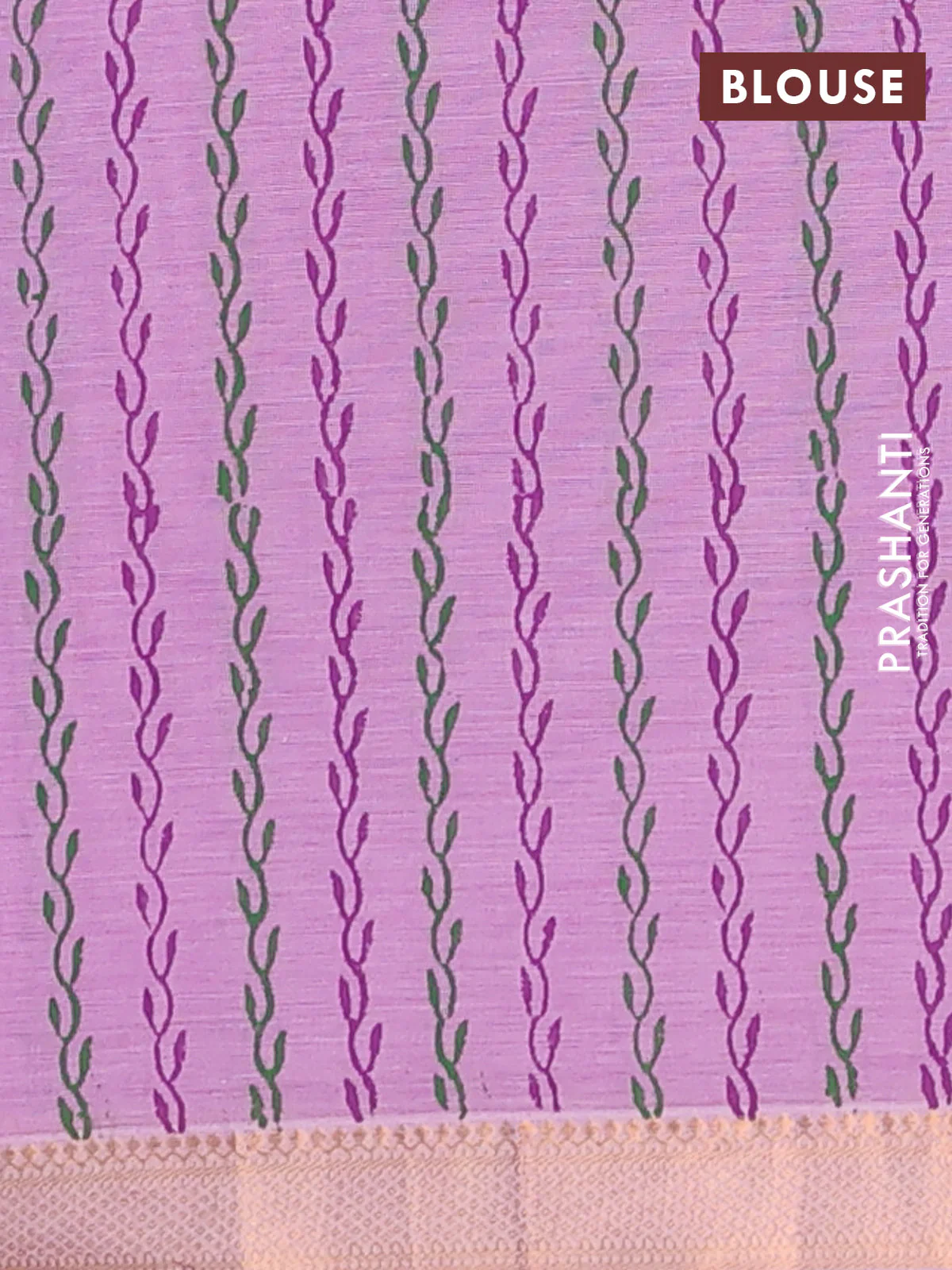 Mangalagiri cotton block printed saree mild lavender shade with butta prints and mangalgiri border - Image 4