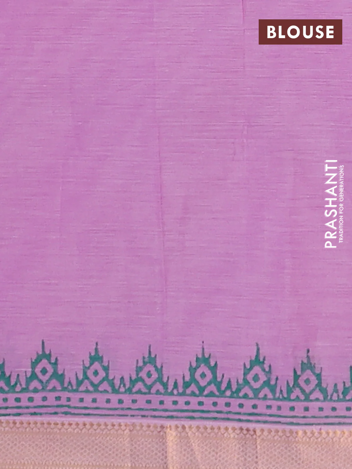 Mangalagiri cotton block printed saree mild lavender with butta prints and mangalgiri border - Image 4