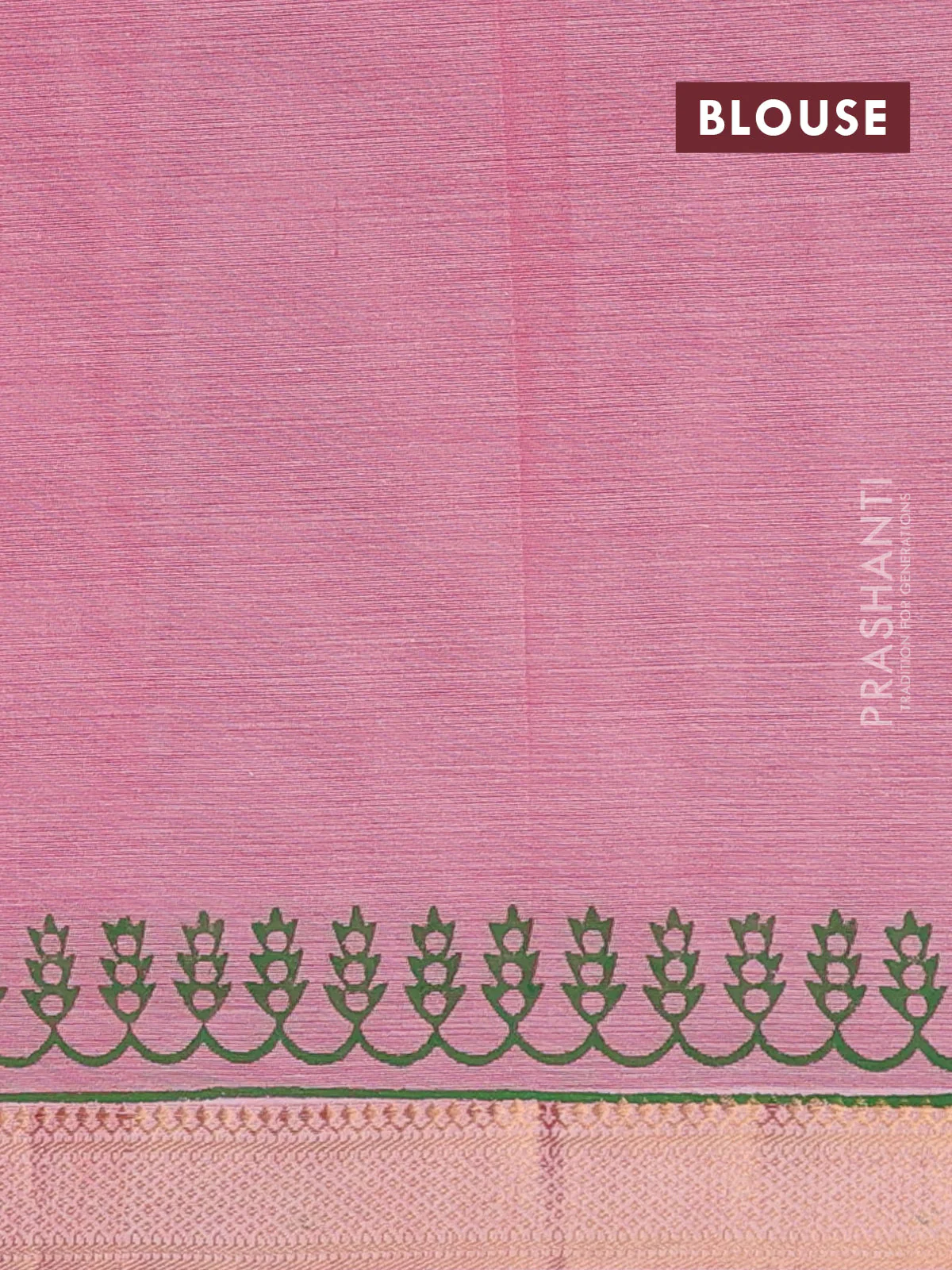 Mangalagiri cotton block printed saree mild peach pink with prints and mangalgiri border - Image 4