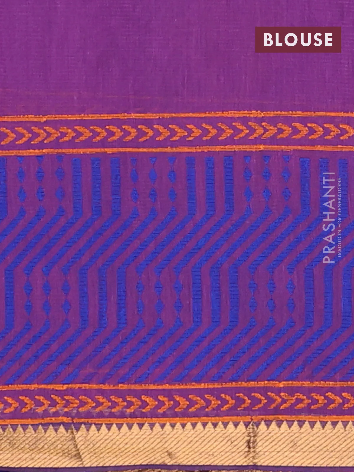 Mangalagiri cotton block printed saree mild purple with butta prints and mangalgiri border - Image 4