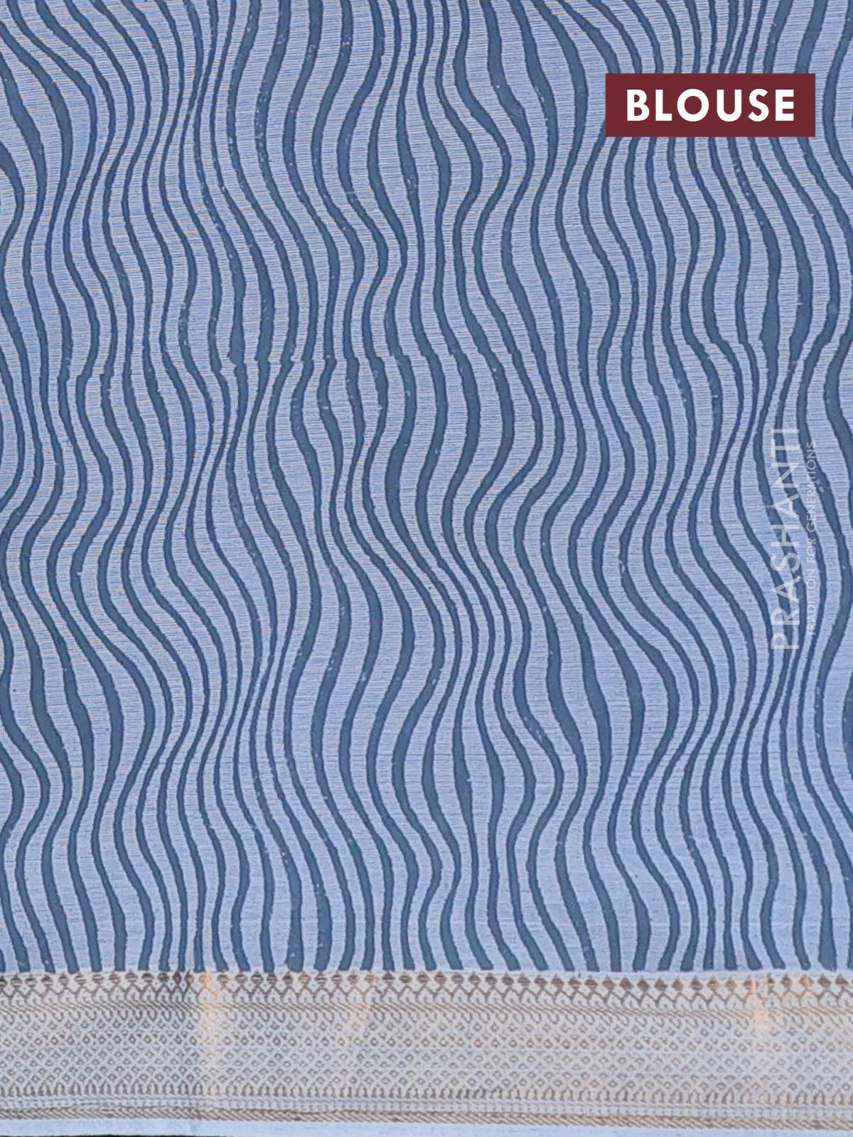Mangalagiri cotton block printed saree pastel blue with butta prints and mangalgiri border - Image 4
