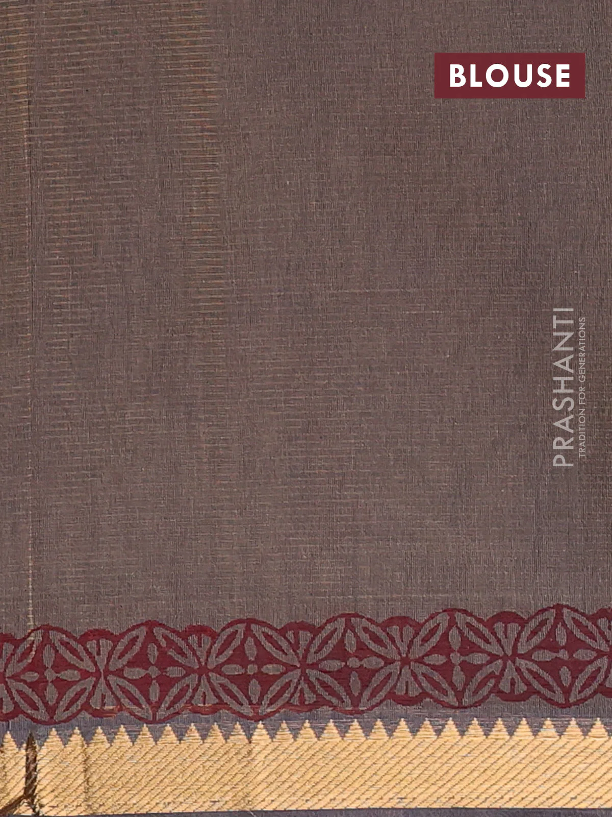 Mangalagiri cotton block printed saree pastel brown with butta prints and mangalgiri border - Image 4