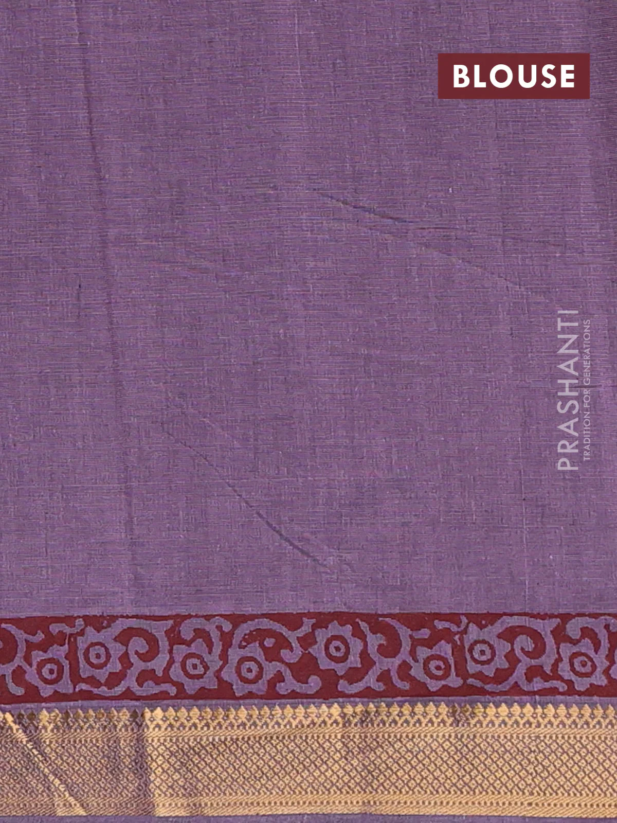Mangalagiri cotton block printed saree pastel purple with allover prints and mangalgiri border - Image 4