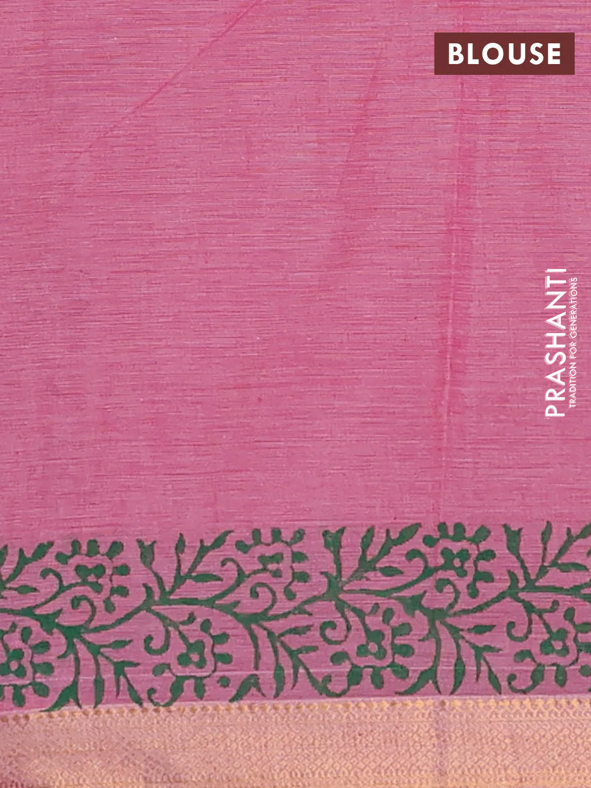 Mangalagiri cotton block printed saree pink with allover butta prints and mangalgiri border - Image 4