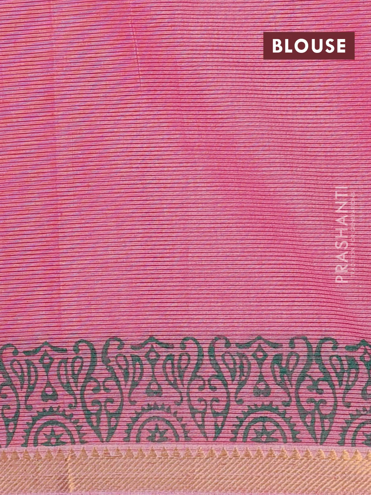 Mangalagiri cotton block printed saree pink with allover butta prints and mangalgiri border - Image 4