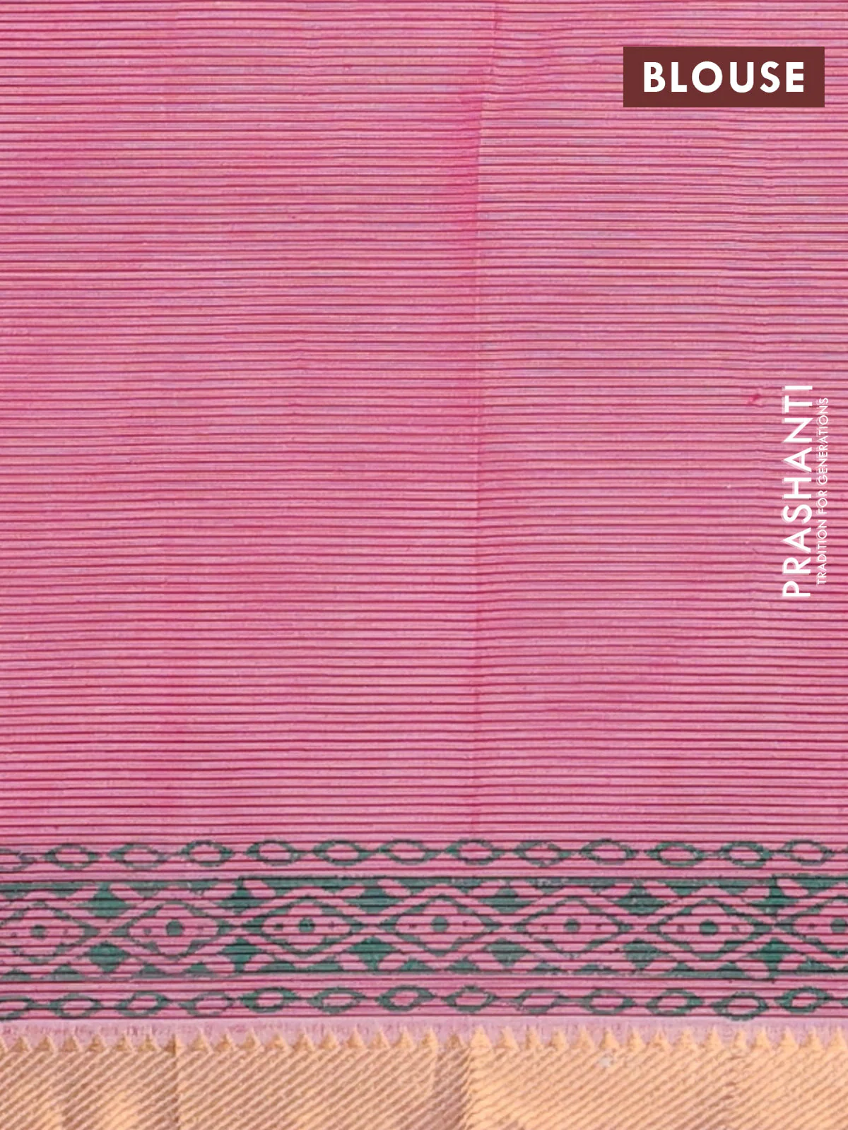 Mangalagiri cotton block printed saree pink with annam butta prints and mangalgiri border - Image 4