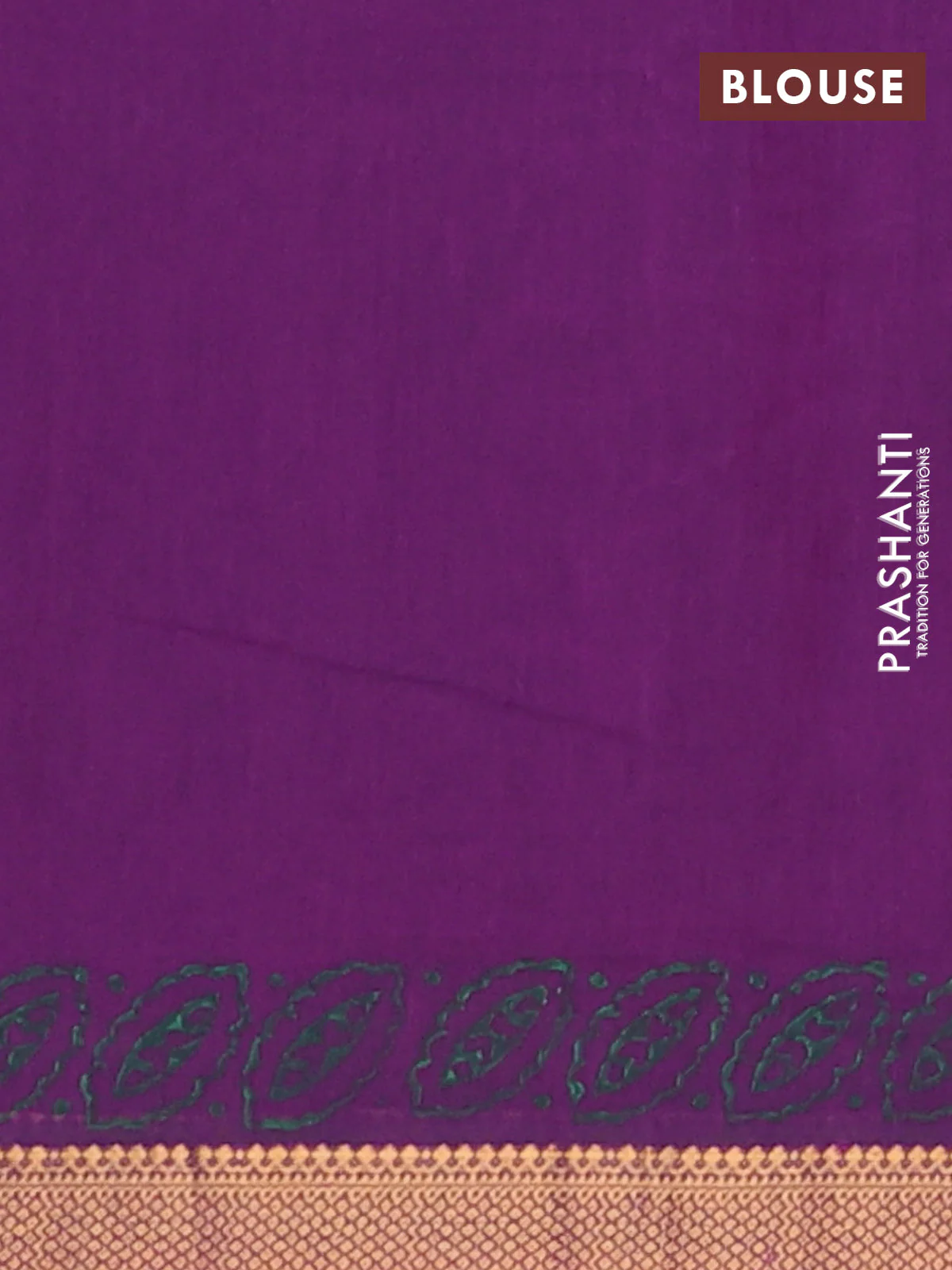 Mangalagiri cotton block printed saree purple and wtih allover butta prints and mangalgiri border - Image 4