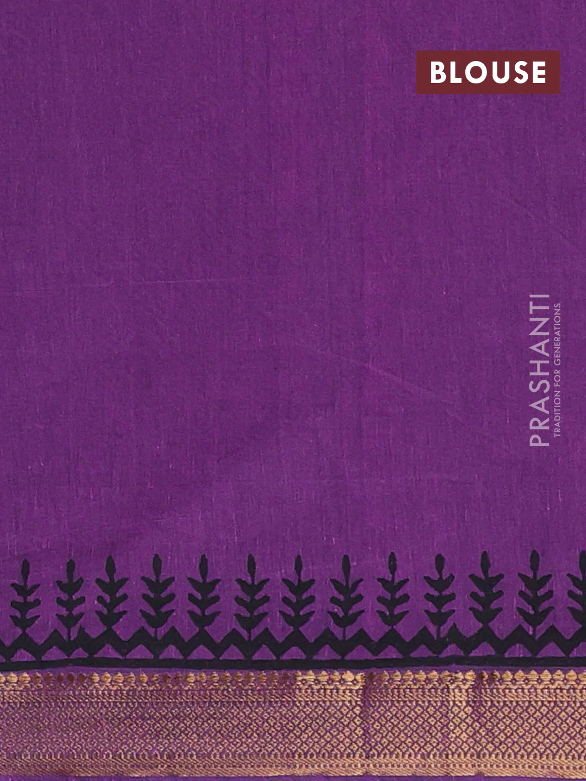Mangalagiri cotton block printed saree purple with allover butta prints and mangalgiri border - Image 4