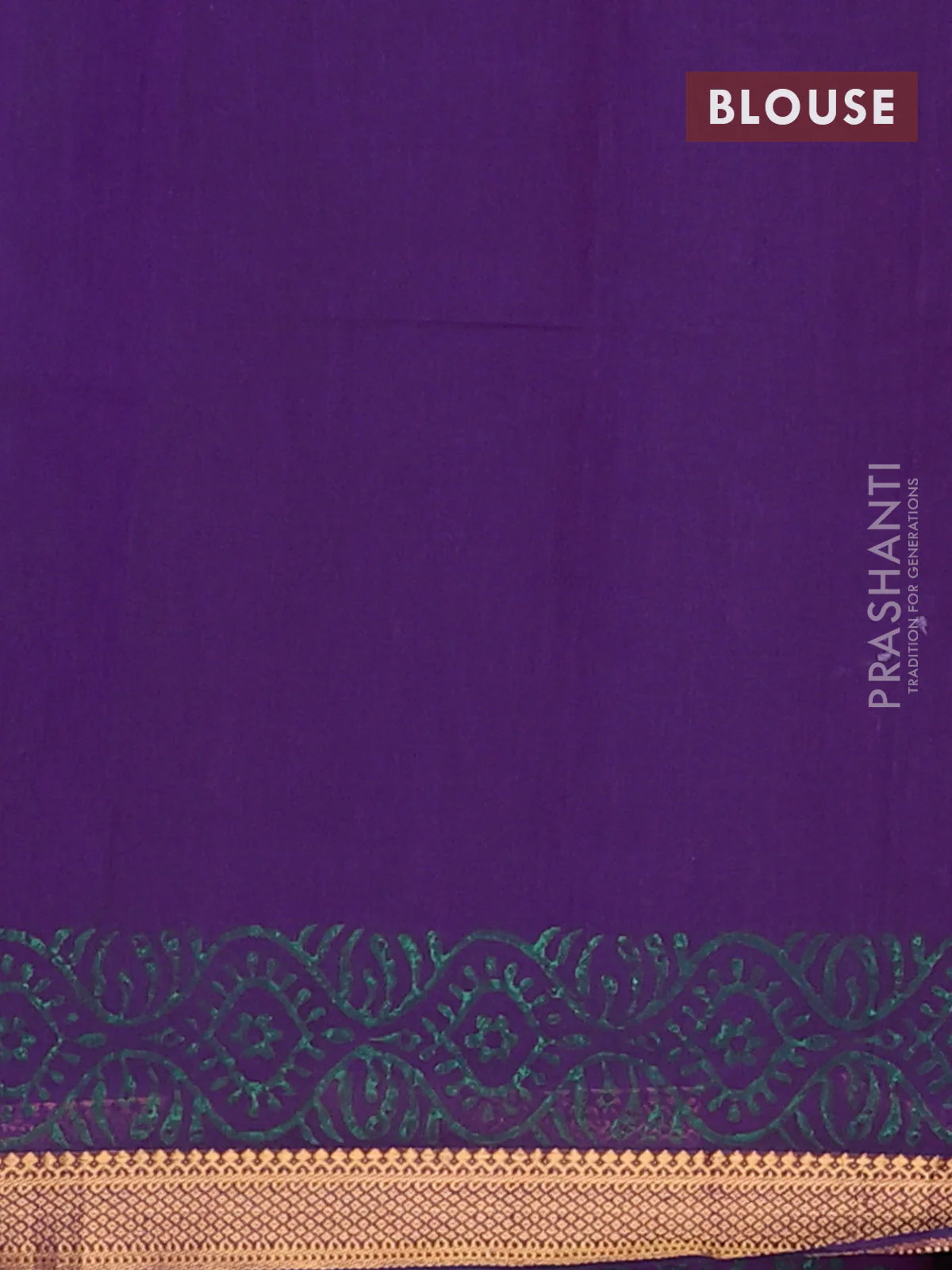 Mangalagiri cotton block printed saree purple with allover butta prints and mangalgiri border - Image 4