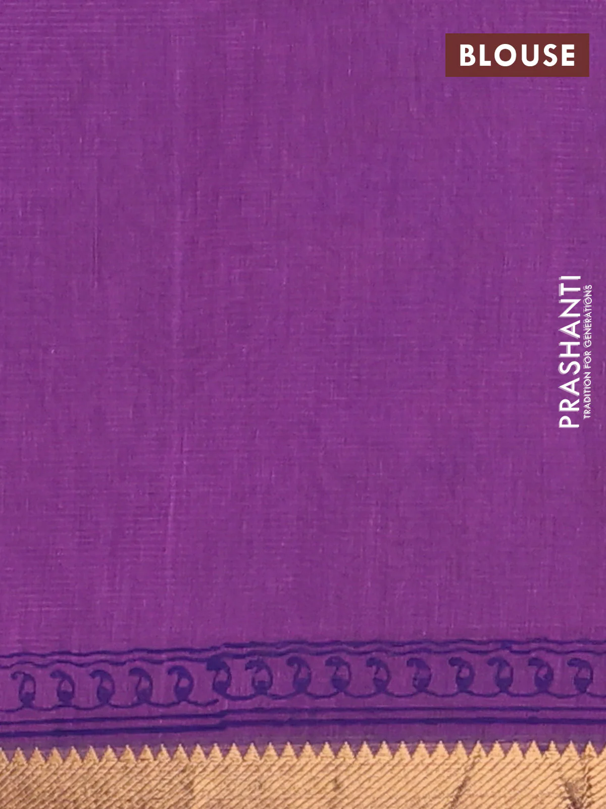 Mangalagiri cotton block printed saree purple with allover prints and mangalgiri border - Image 4