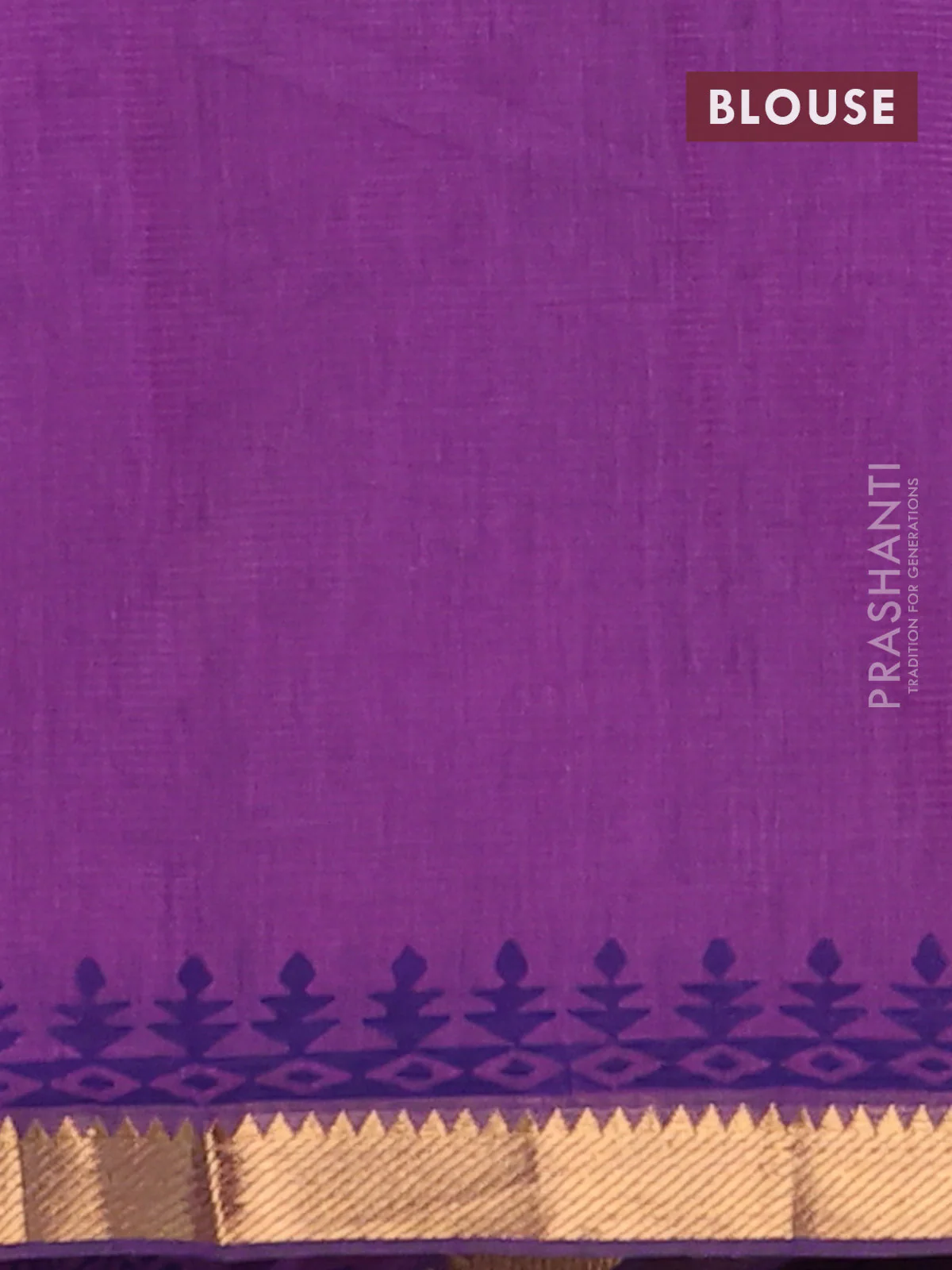 Mangalagiri cotton block printed saree purple with allover prints and mangalgiri border - Image 4