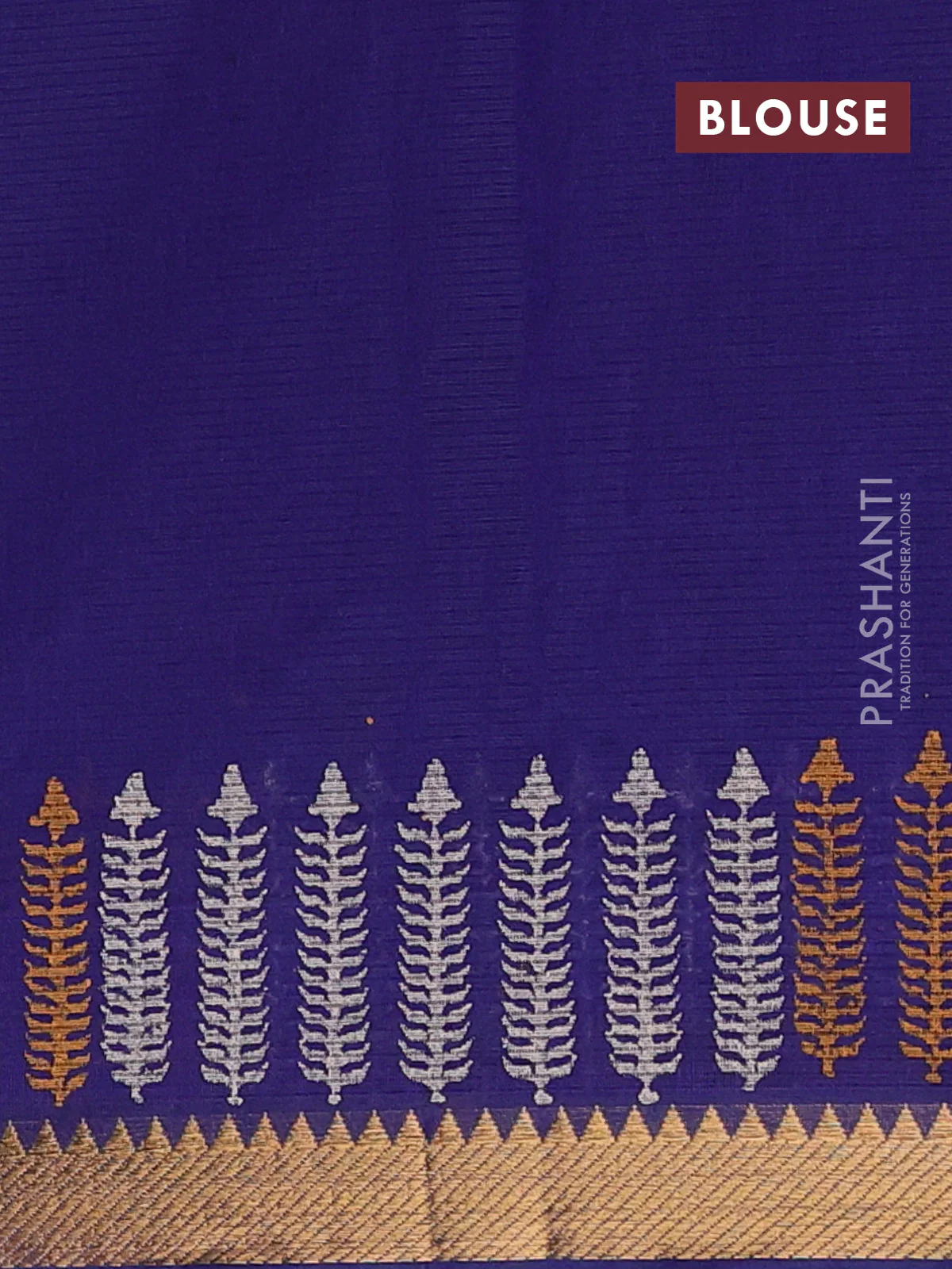 Mangalagiri cotton block printed saree violet with allover butta prints and mangalgiri border - Image 4