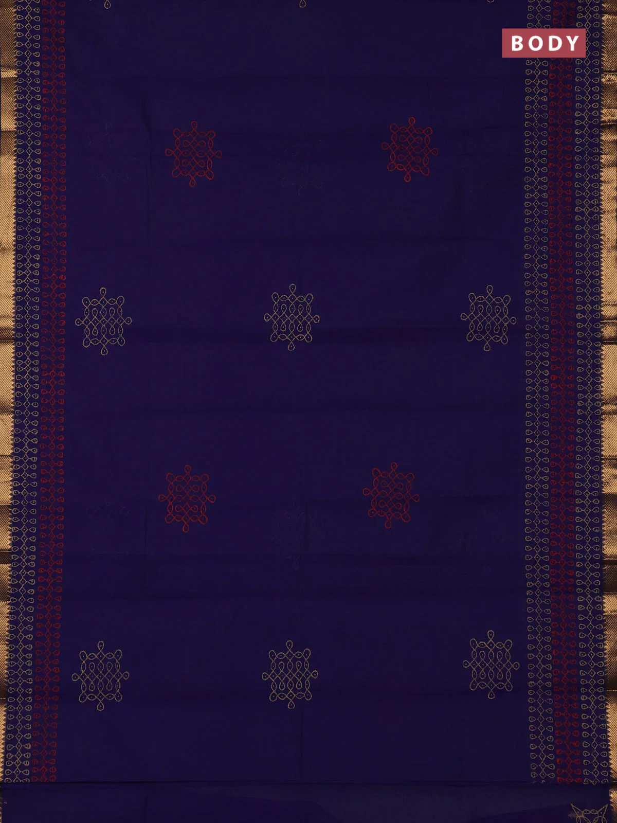 Mangalagiri cotton block printed saree violet with rangoli butta prints and mangalgiri border - Image 2