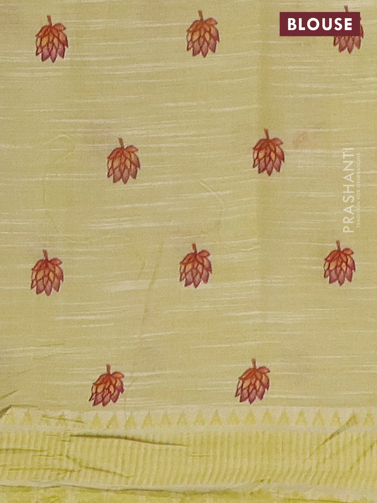 Mangalgiri cotton saree baby pink and lime green with allover floral prints and thread woven border - Image 4
