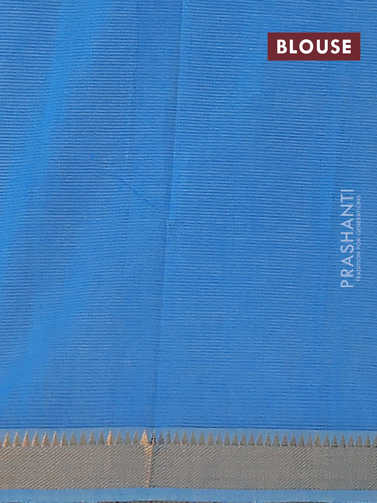 Mangalgiri cotton saree beige and cs blue with allover stripe pattern and zari woven border - Image 4