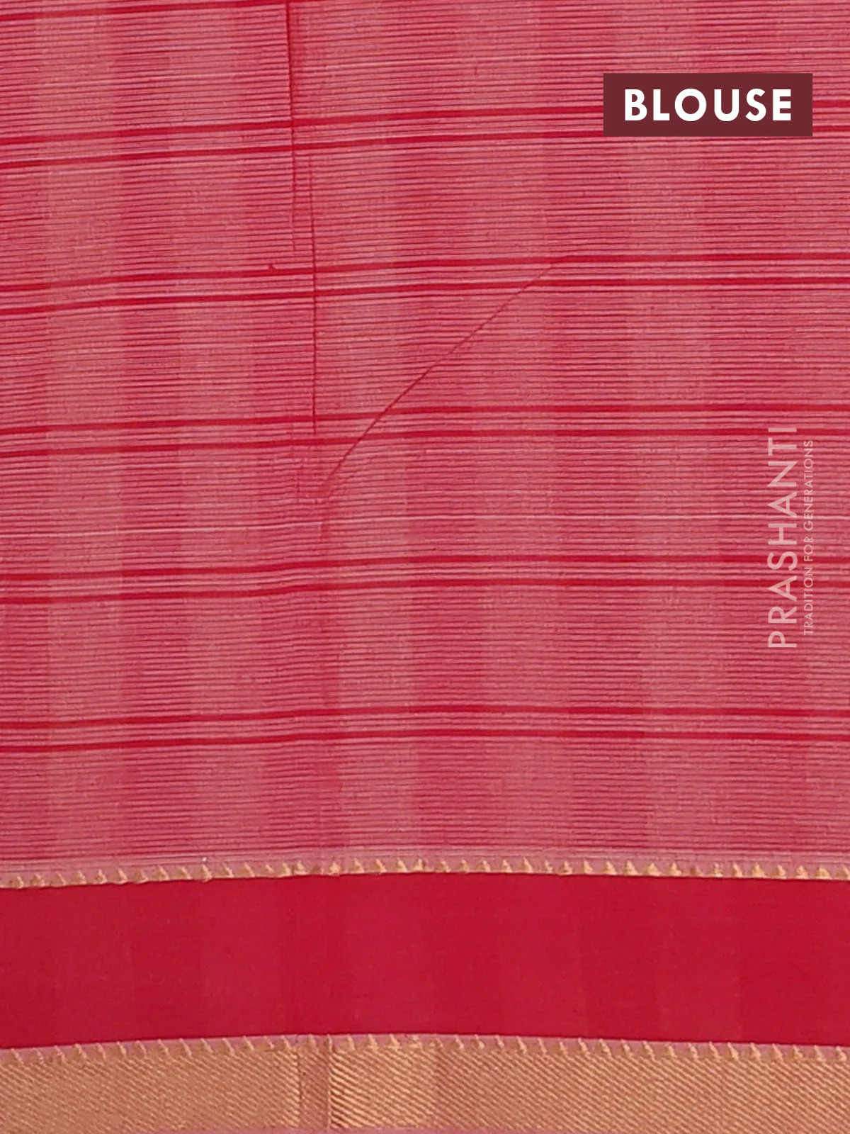 Mangalgiri cotton saree beige and pink with allover checked pattern and rettapet zari woven border - Image 4