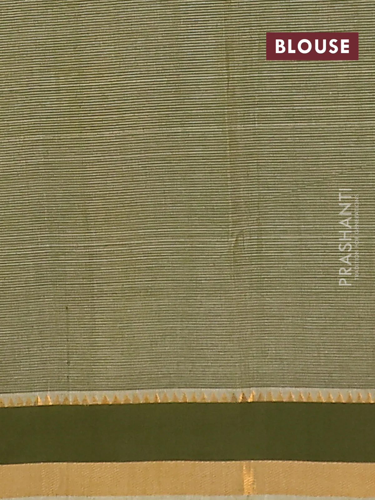 Mangalgiri cotton saree beige and sap green with plain body and rettapet zari woven border - Image 4