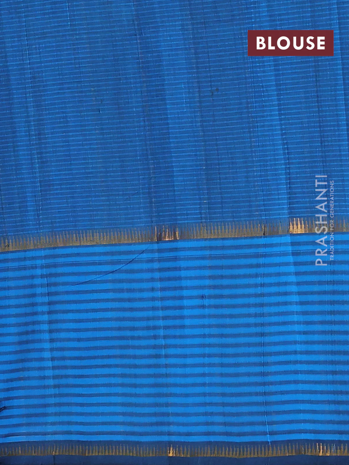 Mangalgiri cotton saree black and teal blue with allover small checked pattern and long rettapet zari woven border - Image 4