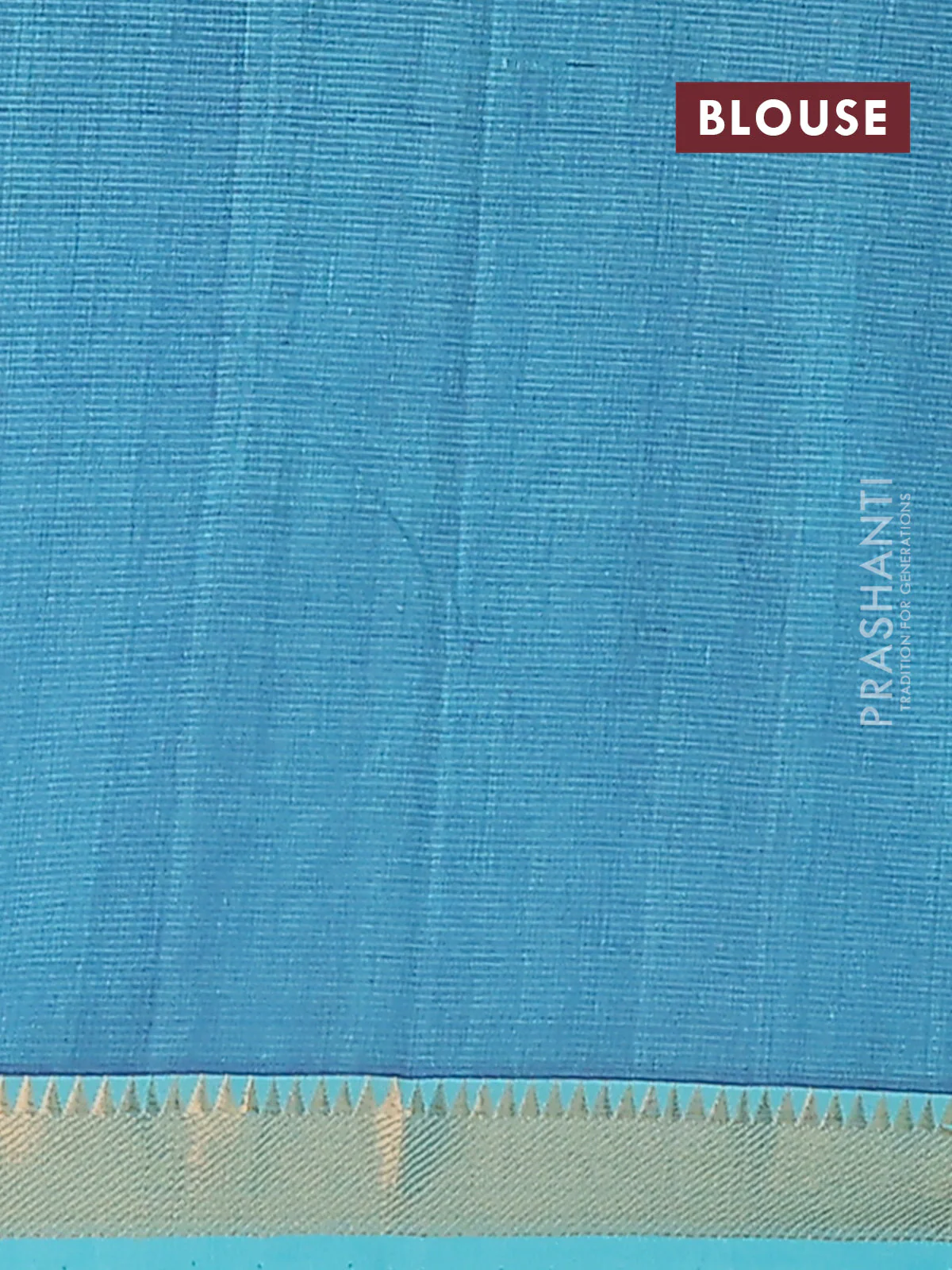 Mangalgiri cotton saree blue and teal green with allover stripe pattern and zari woven border - Image 4
