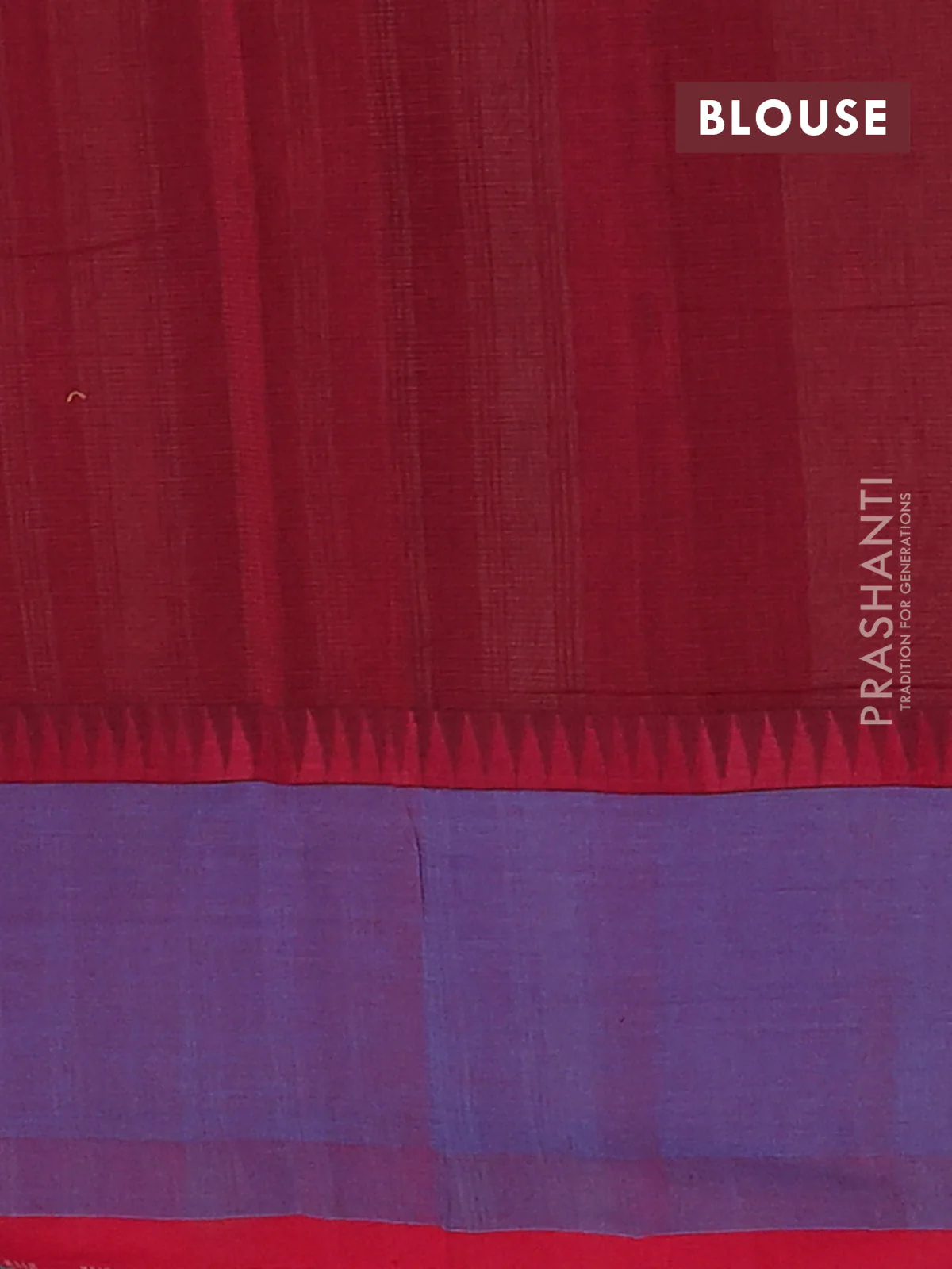 Mangalgiri cotton saree chikku shade and light blue red with palin body and temple design long rettapet border - Image 4