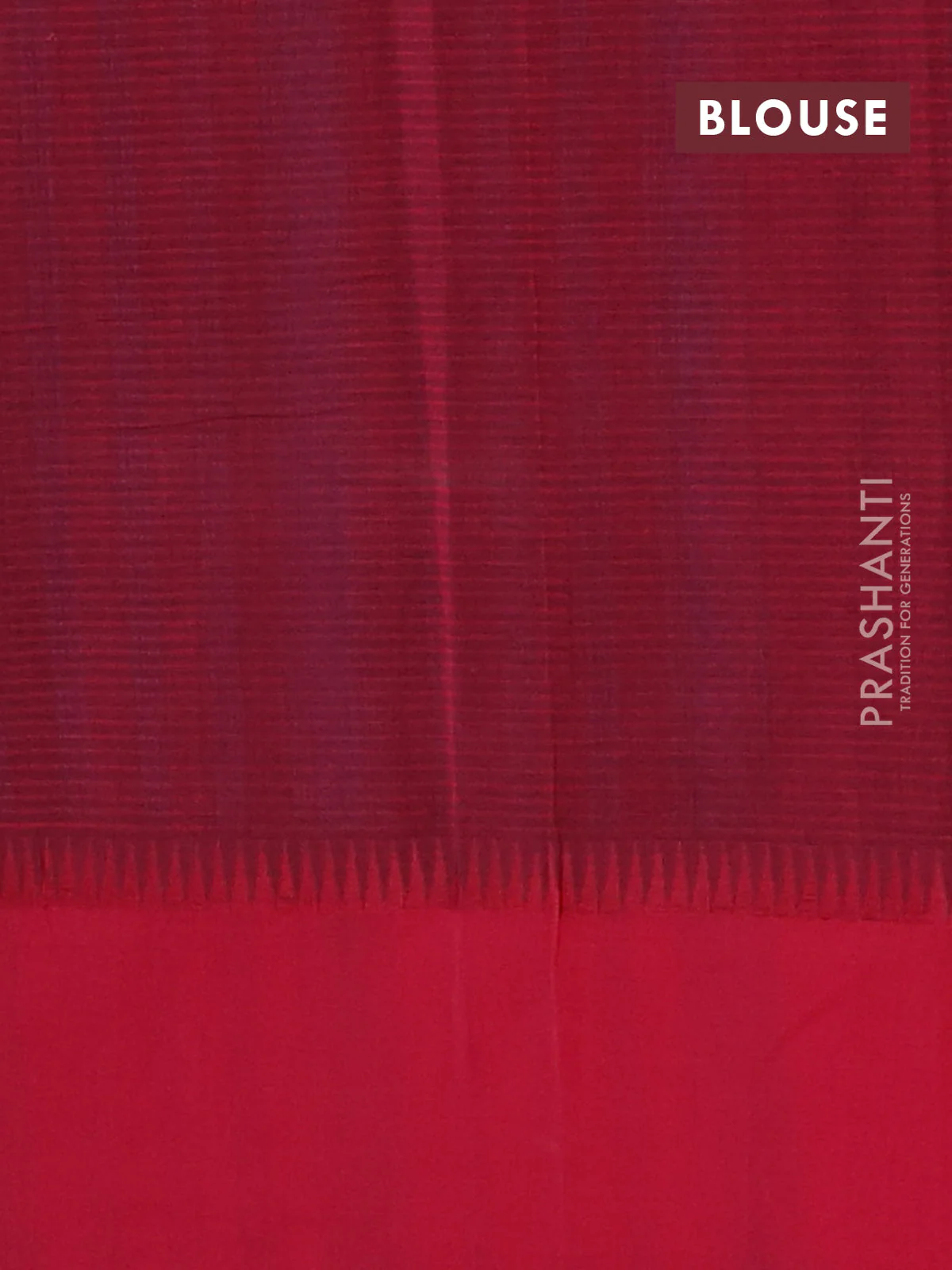 Mangalgiri cotton saree cs blue and red with allover small checked pattern and temple design simple border - Image 4