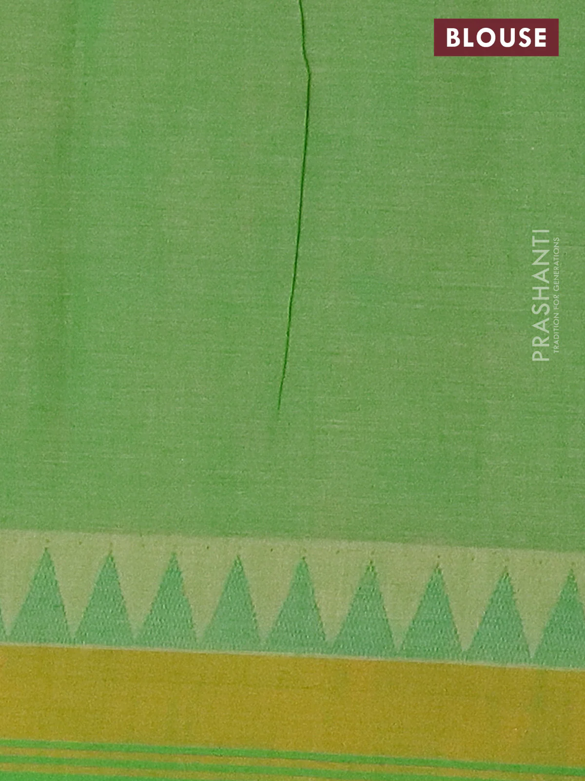 Mangalgiri cotton saree dark mustard and green with allover floral prints and temple design simple border - Image 4