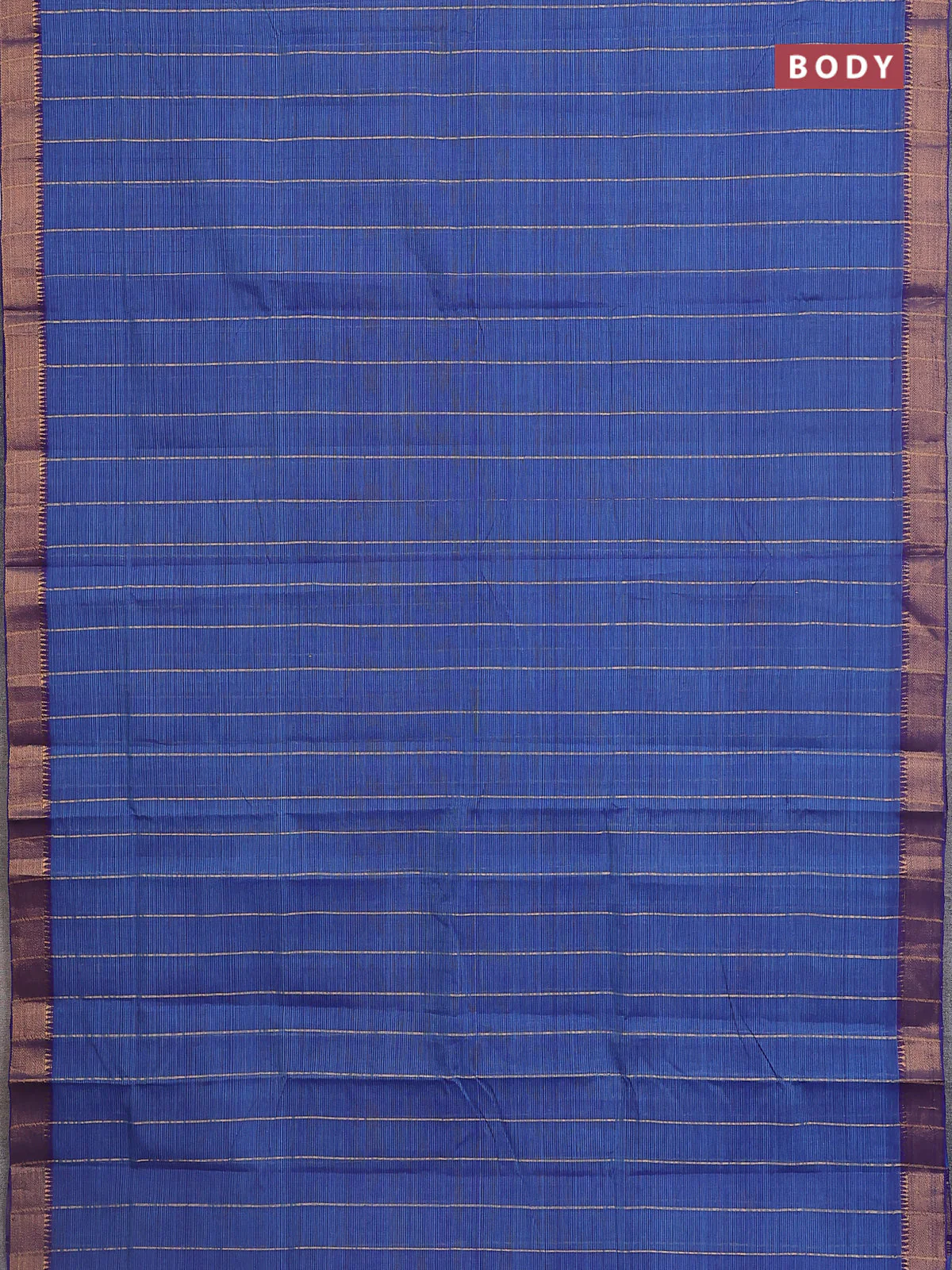Mangalgiri cotton saree dual shade of blue and cs blue with allover zari stripe pattern and zari woven border - Image 2