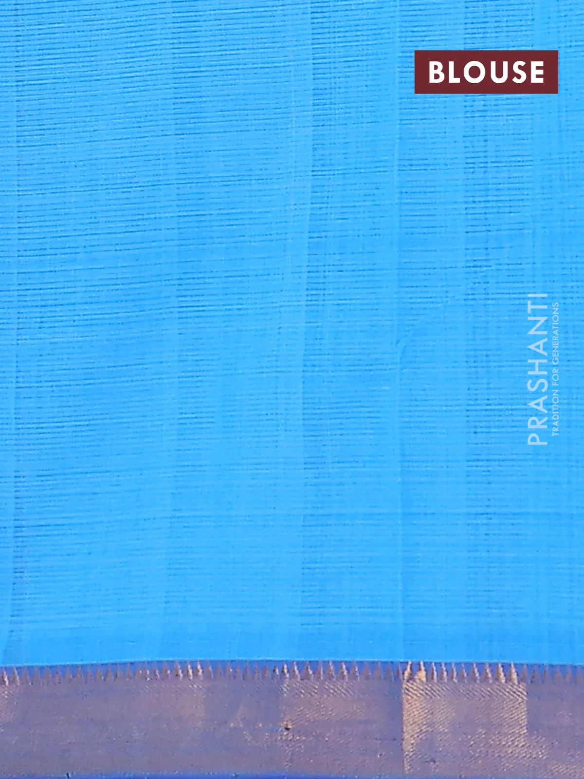 Mangalgiri cotton saree dual shade of blue and cs blue with allover zari stripe pattern and zari woven border - Image 4