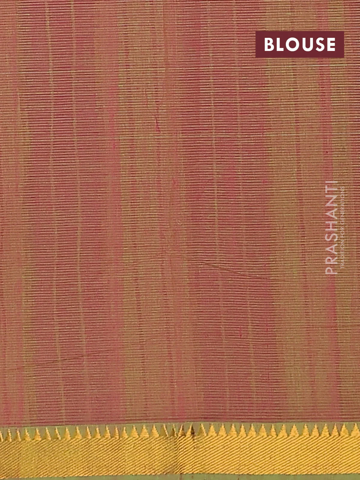 Mangalgiri cotton saree fluorescent green and pink with allover stripe pattern and zari woven border - Image 4